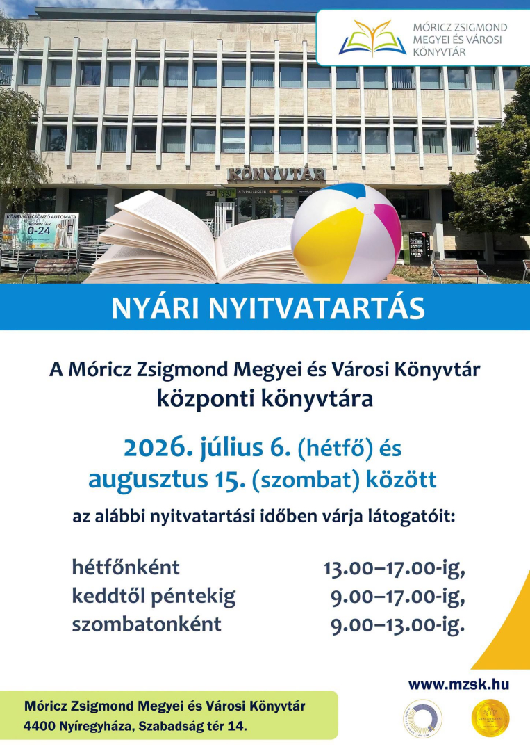 Nyári nyitva tartás a könyvtárban