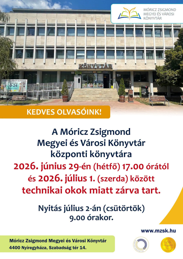 Technikai okok miatt zárva tart a könyvtár