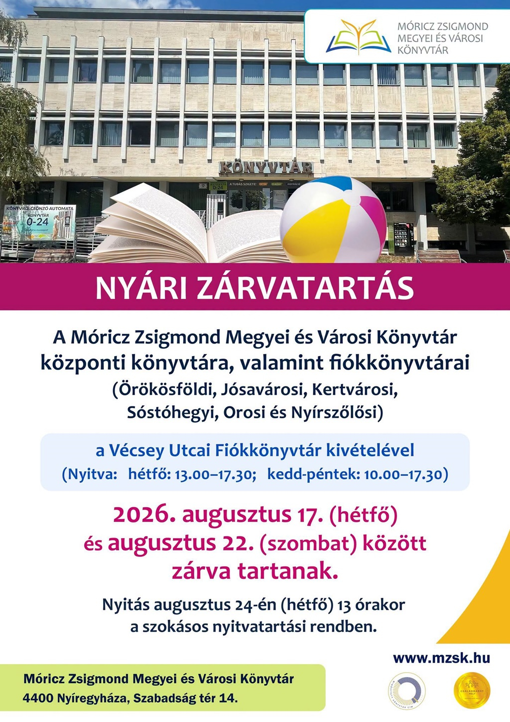 Nyári szünet a könyvtárban