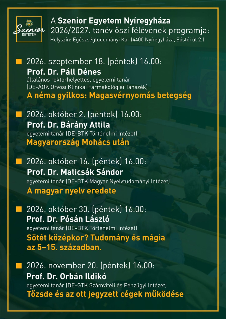 Szenior Egyetem az Egészségtudományi Karon