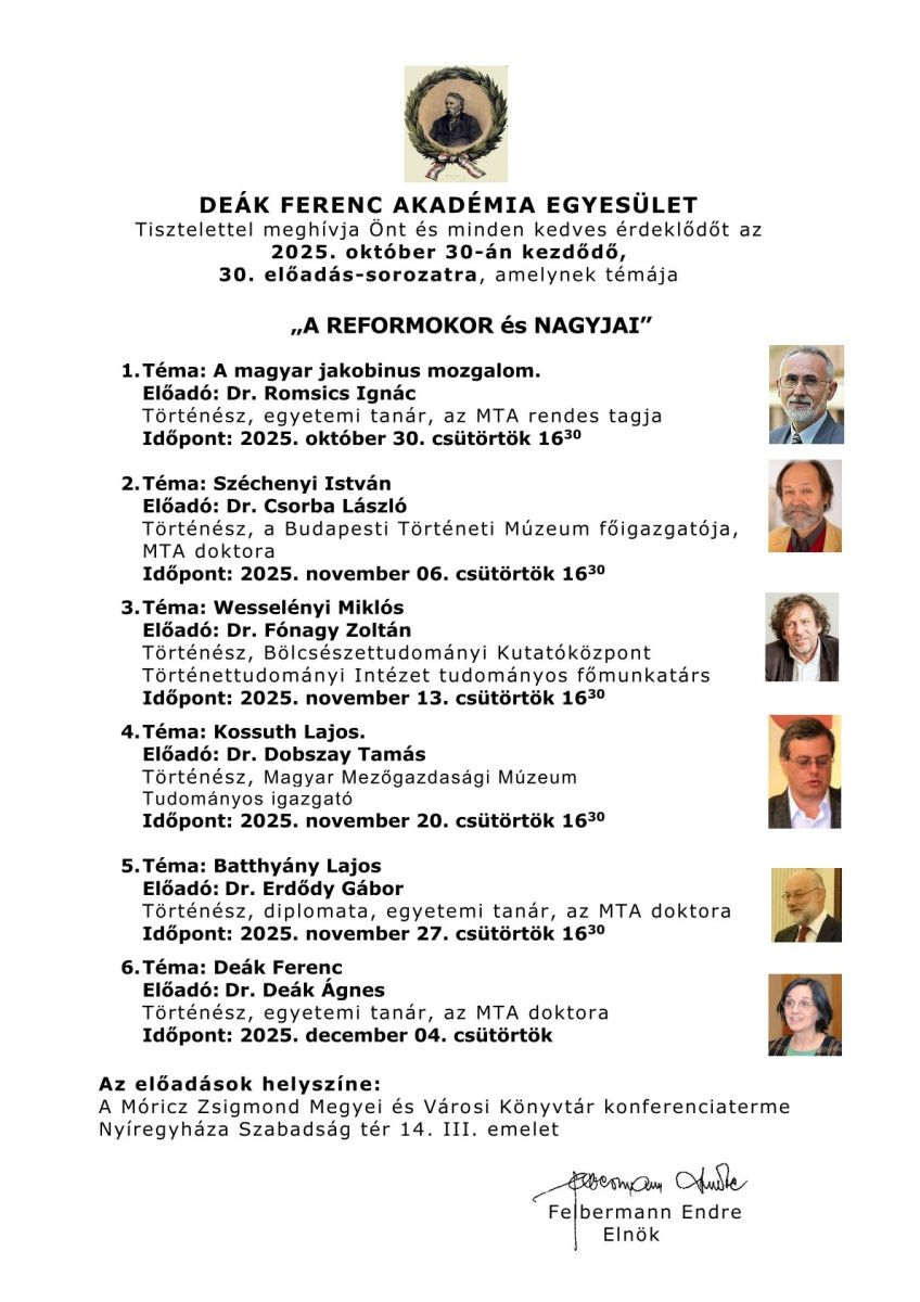 Deák Ferenc Akadémia Egyesület - előadások