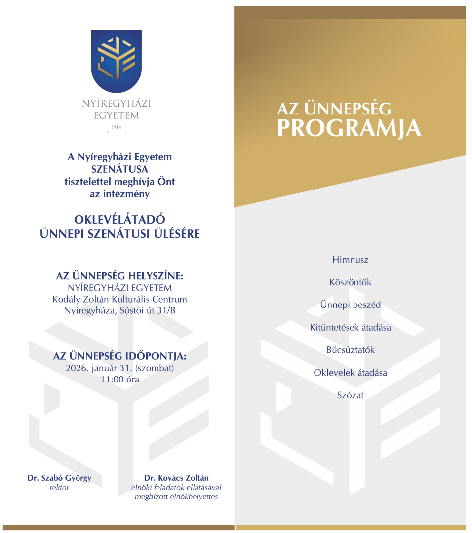 Diplomaátadó ünnepség a Nyíregyházi Egyetemen