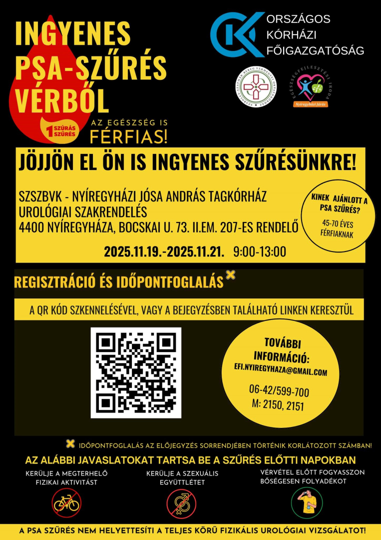 Ingyenes PSA-szűrés Nyíregyházán