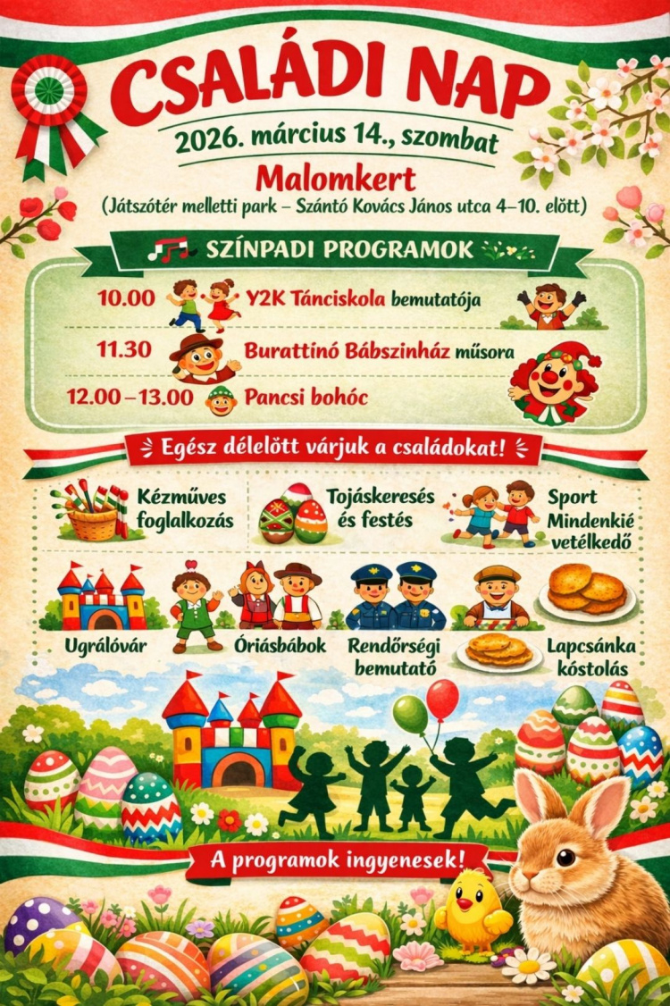 Családi nappal várják a kicsiket és nagyokat a Malomkertben